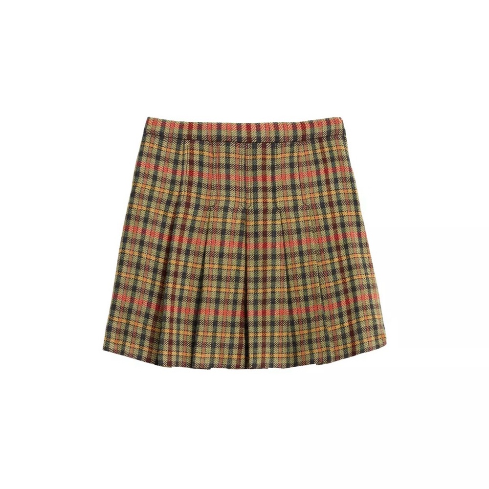Zara Plaid Pleated Mini Skirt in Multi-Color NWT sz 8